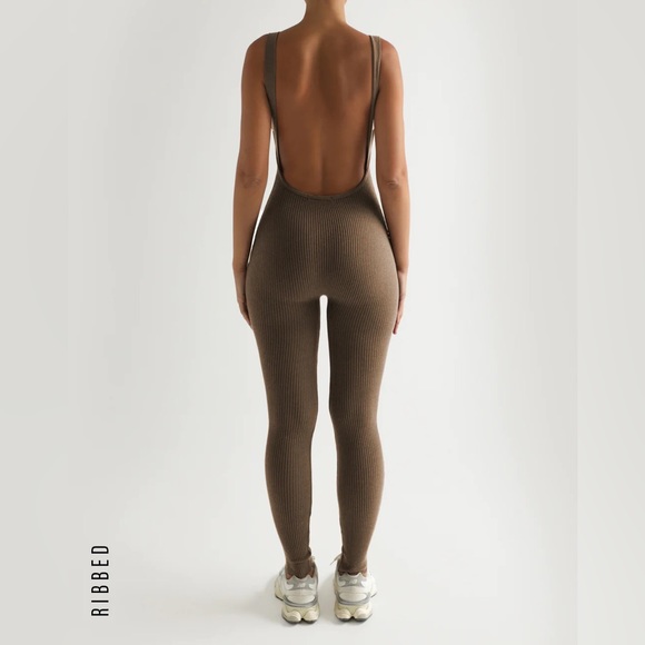 Ribbed Jumpsuit | Tan - Picture 2 of 6